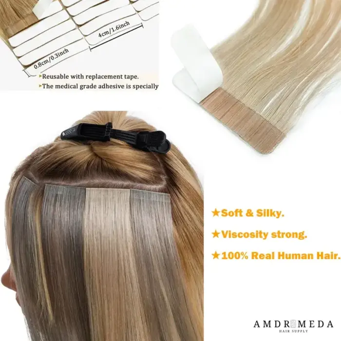 Extensiones de cabello humano de tape, 100% Remy Natural - Imagen 5