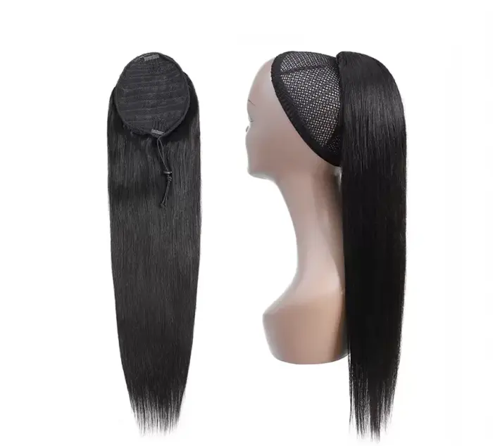Cola de cabello humano lacio, extensiones de cabello humano con Clip de 10 "-26", Color humano Natural - Imagen 4