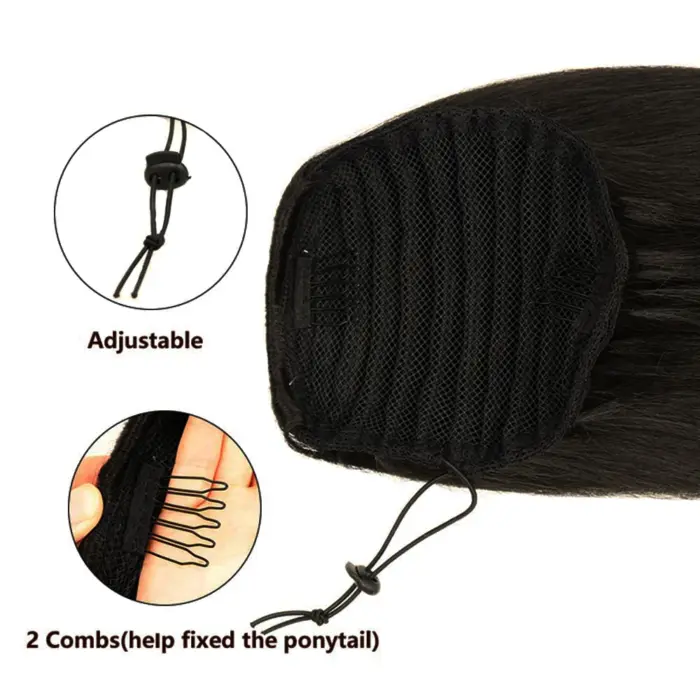 Cola de cabello humano lacio, extensiones de cabello humano con Clip de 10 "-26", Color humano Natural - Imagen 5