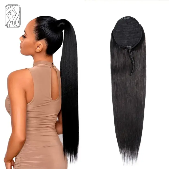 Cola de cabello humano lacio, extensiones de cabello humano con Clip de 10 "-26", Color humano Natural