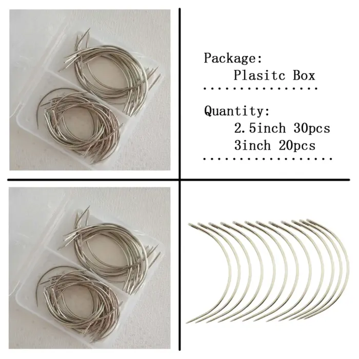 Combo de aguja de tejido de pelo tipo C, herramienta de extensión de cabello, reparación de costura curva, alfileres - Imagen 3