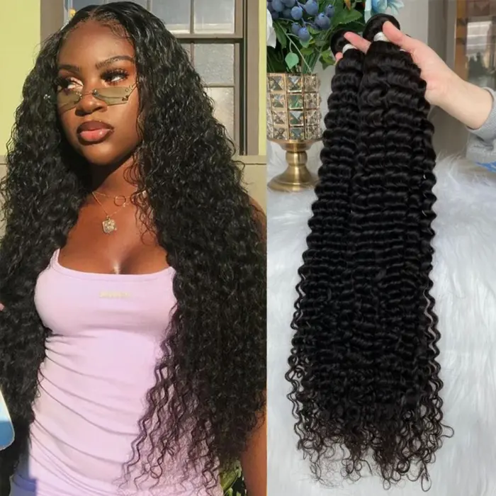 Extensiones de cabello Natural para mujer, mechones de cabello humano rizado mongol - Imagen 4