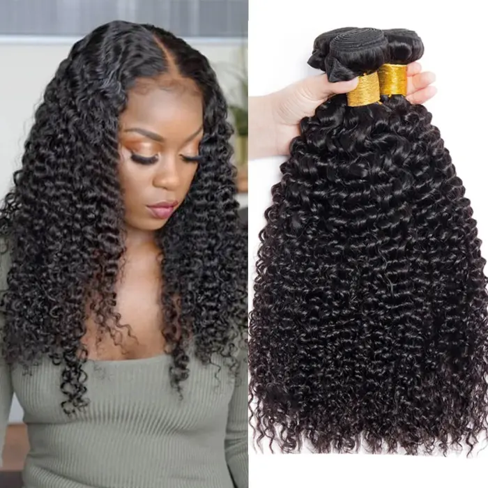 Extensiones de cabello Natural para mujer, mechones de cabello humano rizado mongol - Imagen 2