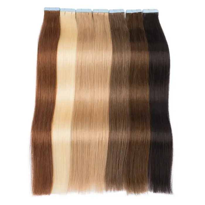 Extensiones de cabello 100% humano Remy, cinta recta en 20 piezas - Imagen 4