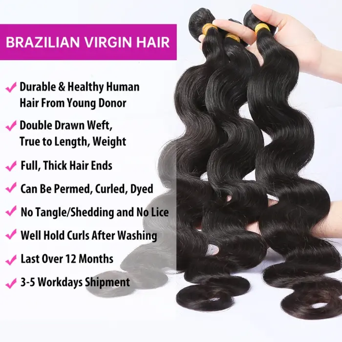 Extensiones de cabello humano brasileño ondulado de 30 y 40 pulgadas, virgen - Imagen 3