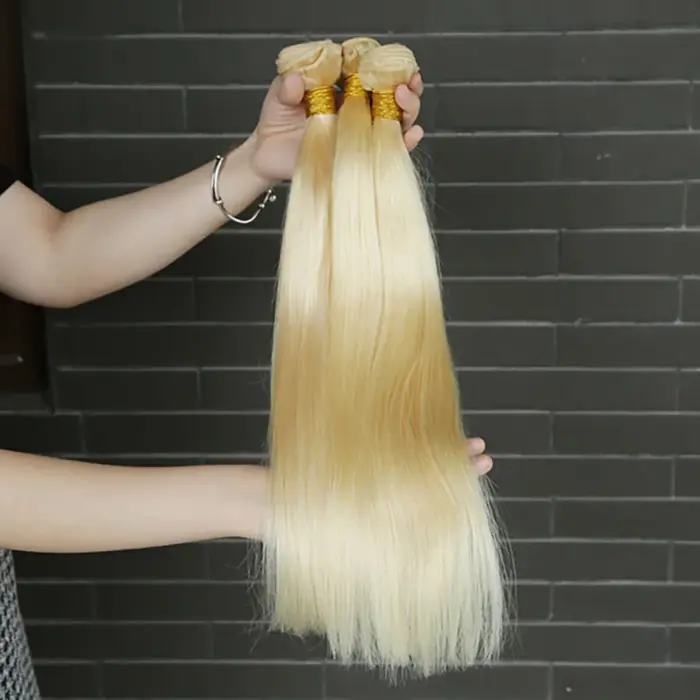 Extensiones de cabello 100% humano  613 rubio miel brasileño, Remy, 28 y 30 pulgadas - Imagen 10