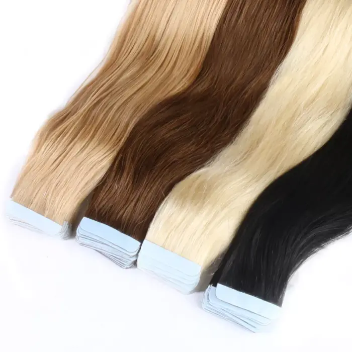 Extensiones de cabello 100% humano Remy, cinta recta en 20 piezas - Imagen 7