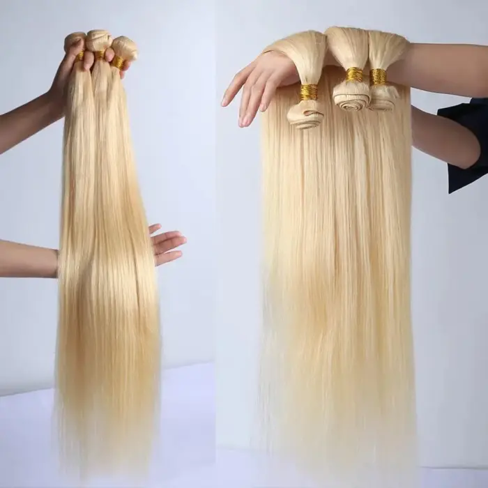 Extensiones de cabello 100% humano  613 rubio miel brasileño, Remy, 28 y 30 pulgadas - Imagen 5