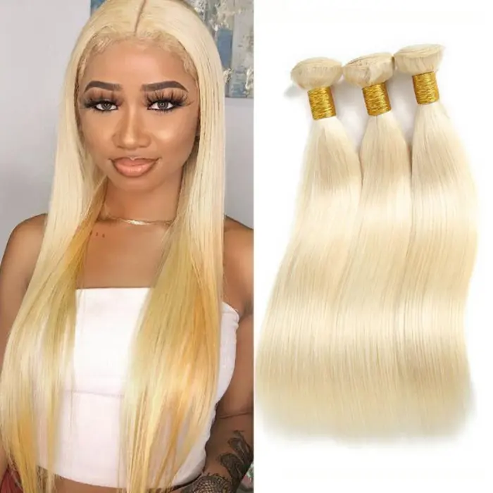 Extensiones de cabello 100% humano  613 rubio miel brasileño, Remy, 28 y 30 pulgadas - Imagen 2