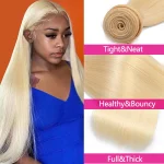 Extensiones de cabello 100% humano  lacio, Remy 613 rubio miel brasileño - Imagen 5