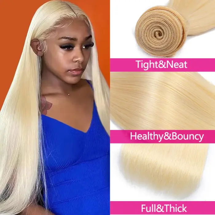 Extensiones de cabello 100% humano  lacio, Remy 613 rubio miel brasileño - Imagen 5