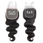 Extensiones de cabello humano ondulado con cierre Frontal,  brasileño con cierre de encaje, 4x4, 5x5 - Imagen 4
