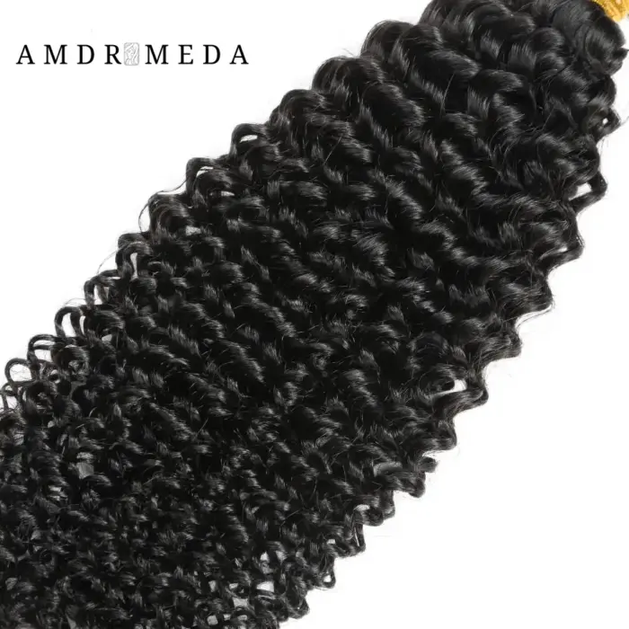 Extensiones rizadas Afro hindú, Extensiones de Cabello 100% humano, Color Natural - Imagen 2