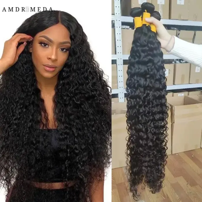 Extensiones de cabello humano rizo, pelo brasileño de 32 y 34 pulgadas