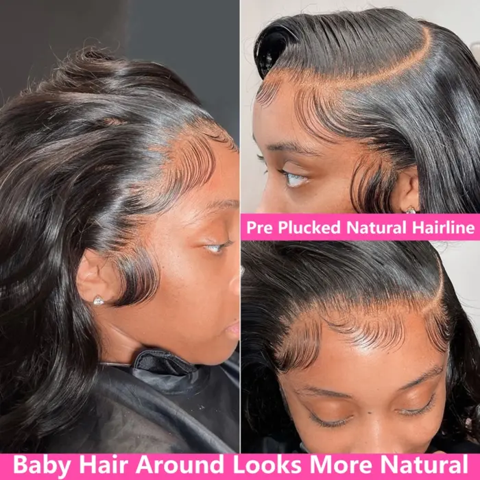 Peluca con Frontal de encaje transparente, cabello humano ondulado, prearrancado, 360, cierre 4x4, 13x6 - Imagen 2