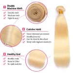 Extensiones de cabello 100% humano  lacio, Remy 613 rubio miel brasileño - Imagen 4