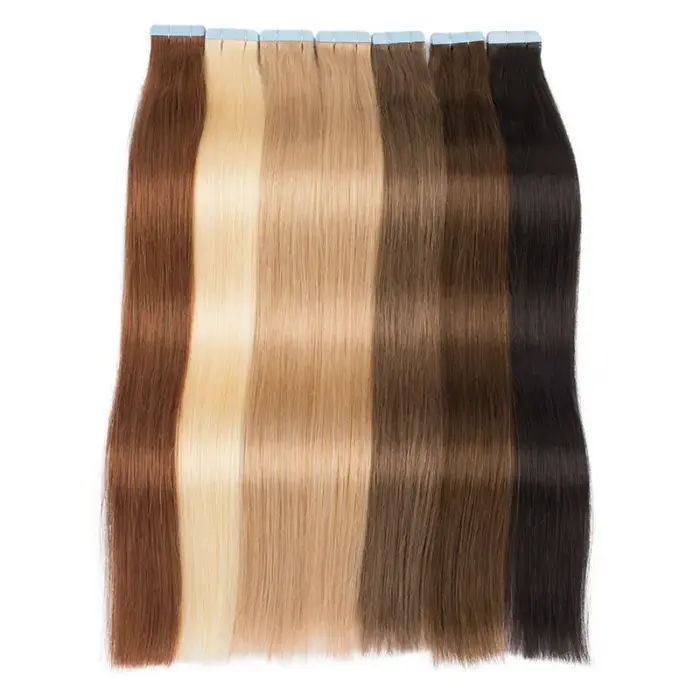 Extensiones de cabello 100% humano Remy, cinta recta en 20 piezas - Imagen 11