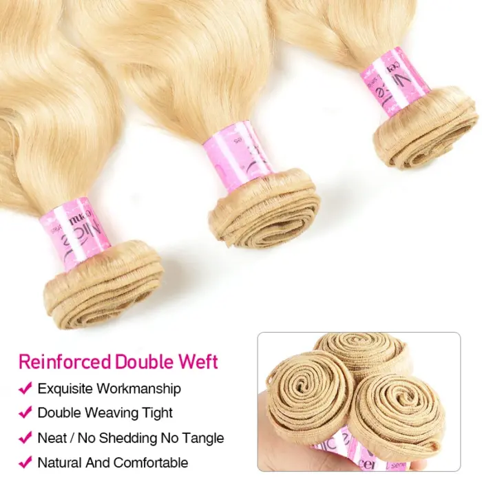Extensiones  de cabello 100% humano malayo Remy  rubio #613 - Imagen 4