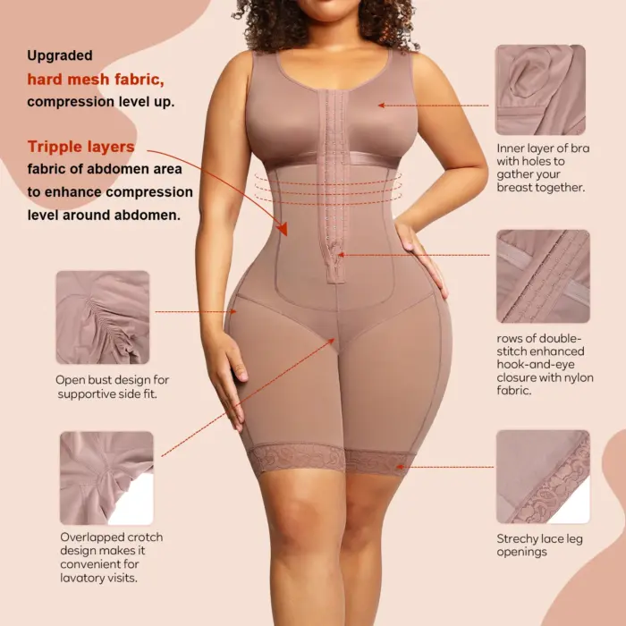 Fajas Colombianas de Escenario 2 para mujer, faja posparto, mono postoperatorio BBL. - Imagen 2